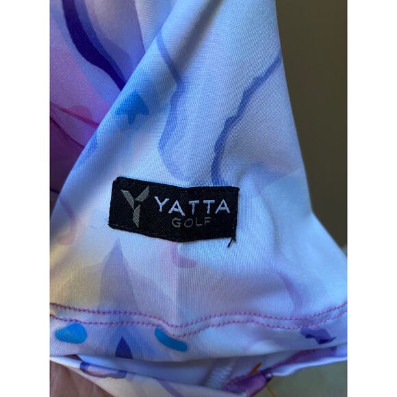 Yata Shirt Abstract Purple Short Sleeve Golf Polo with V Neck and Collar small - Picture 9 of 10